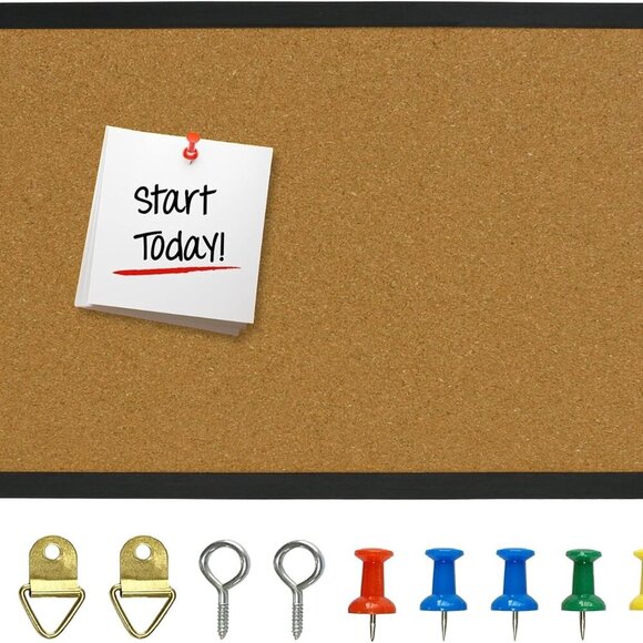 Cork Bulletin Board 17.7"X 13.3", Notice Pin, Ideal for Office & Home Decor, Sch - Picture 1 of 8